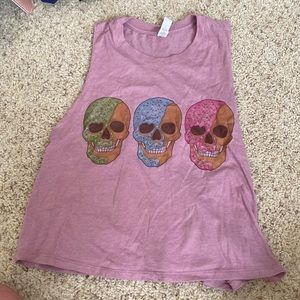 Worn 3x skull gym racerback tee from Liberte styles